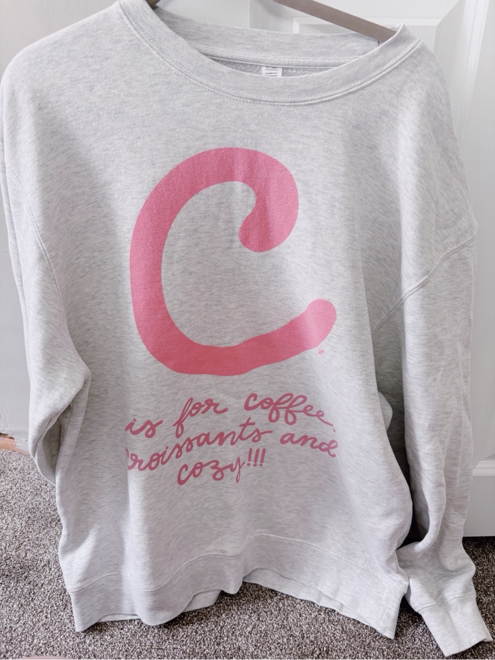 Cozy Pink and Gray Women's Crewneck